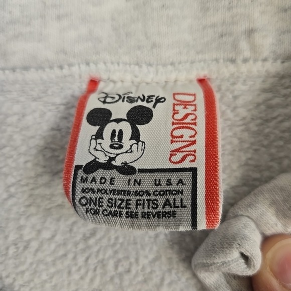 Vintage Disney Epcot 1/4 Zip Sweatshirt Gray 90's Mickey Mouse Made In USA - Picture 3 of 14